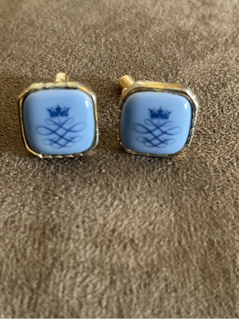 Denmark Royal Copenhagen Crown Scroll Cufflinks Signed GQ SCANDINAVIAN designer